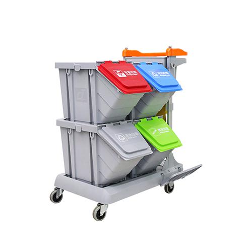 帶剎車(chē)靈動(dòng)型分類收納系統(tǒng)清潔車(chē)，配工具袋、4個(gè)25公升分類箱 JDB T4100
