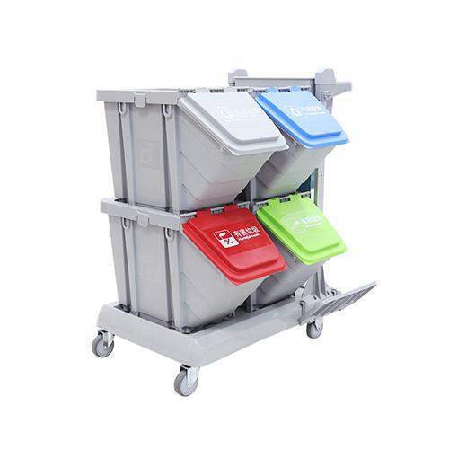 靈動(dòng)型分類收納系統(tǒng)清潔車(chē)，配工具袋、4個(gè)25公升分類箱 JD T4100