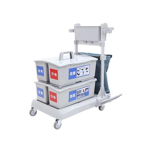 靈動型平推系統(tǒng)清潔車，配垃圾袋，雙格桶x2，含標(biāo)貼 JD R223