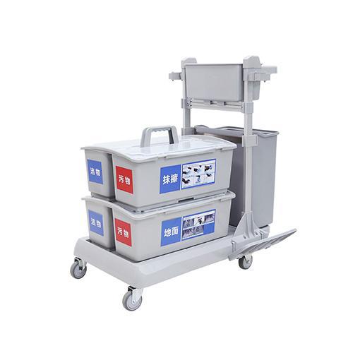 靈動型平推系統(tǒng)清潔車 配垃圾桶、2個含標(biāo)貼雙格桶 JD G223