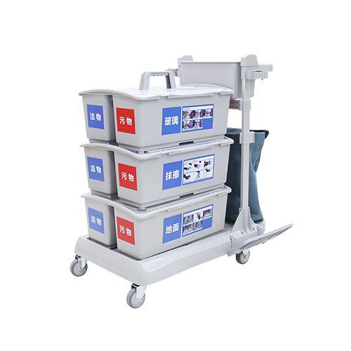 靈動(dòng)型平推系統(tǒng)清潔車(chē) 配垃圾袋、3個(gè)含標(biāo)貼雙格桶 JD R323